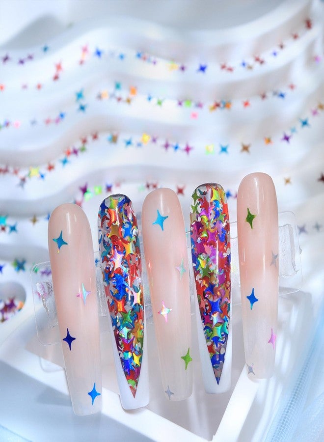 Vopintpy Colorful Star Nails Glitter Sequins Laser Nails Glitter Flakes Design Nail Charms Holographic Mixed Color 3D Confetti Star Nail Sequins for Women - Image 2